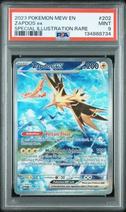 PSA 9 MINT Zapdos ex 202/165 Sv: Scarlet & Violet 151 Holo Pokemon 2023 - Image 1