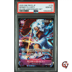 PSA 10 One Piece Monkey.D.Luffy OP05-119 SEC ENGLISH 2nd ANNIVERSARY Japanese - Image 1