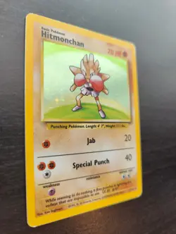 Hitmonchan 7/102 Base Set Holo Rare Unlimited Vintage Pokemon Card 1999 WOTC LP - Image 2