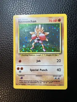 * Hitmonchan - 7/102 - Pokemon Base Set Unlimited Holo Rare Card WOTC Vintage LP - Image 1