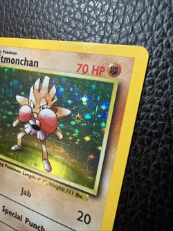 * Hitmonchan - 7/102 - Pokemon Base Set Unlimited Holo Rare Card WOTC Vintage LP - Image 3