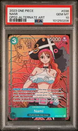 PSA 10 GEM MINT - NAMI ALTERNATE ART OP02-036 - One Piece Paramount War - Image 1