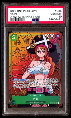 PSA 10 Gem Mint Nami OP02-036 Paramount War 2022 Japanese ONE PIECE TCG - Image 1