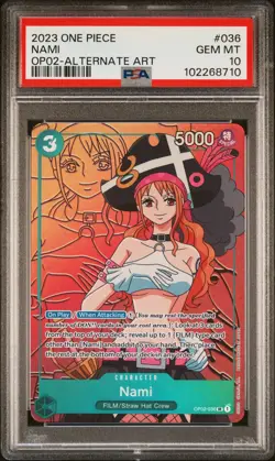PSA 10 GEM MINT - NAMI ALTERNATE ART OP02-036 - One Piece Paramount War - Image 1