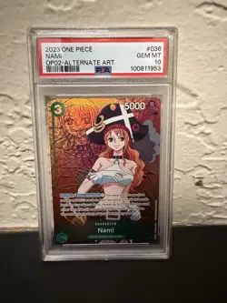 PSA 10 Gem Mint - Nami Alternate Art OP02-036 One Piece Paramount War English - Image 1