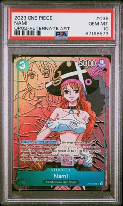 One Piece OP02 036 NAMI ALTERNATE ART Paramount War PSA 10 GEM MINT - Image 1