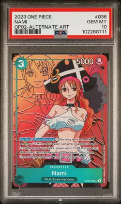 PSA 10 GEM MINT - NAMI ALTERNATE ART OP02-036 - One Piece Paramount War - Image 1