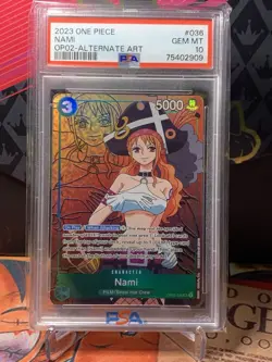 PSA 10 GEM MINT - NAMI ALTERNATE ART OP02-036 - One Piece Paramount War - Image 1