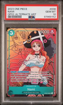 PSA 10 GEM MINT - NAMI ALTERNATE ART OP02-036 - One Piece Paramount War - Image 1