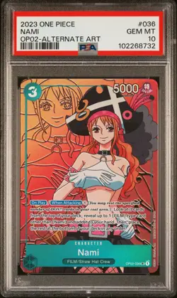 PSA 10 GEM MINT - NAMI ALTERNATE ART OP02-036 - One Piece Paramount War - Image 1