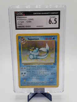 Vaporeon 12/64 Jungle Unlimited Holo Rare CGC 6.5 Ex/NM+ Pokemon TCG - Image 1