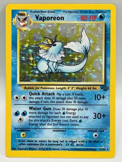 Vaporeon 1999 Pokemon Jungle Unlimited Holo Rare 12/64 TCG NM - Image 2