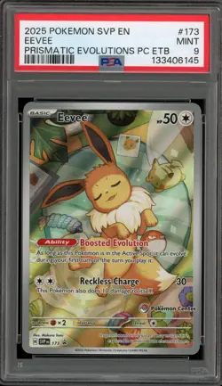 Pokemon Center Stamp Promo Eevee Prismatic Evolutions ETB SVP EN 173 PSA 9 Mint - Image 1