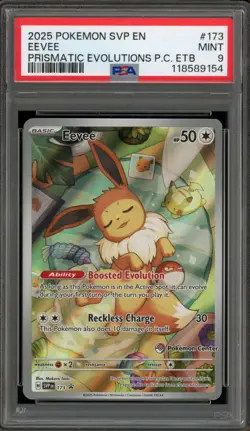 Pokemon Center Stamp Promo Eevee Prismatic Evolutions ETB SVP EN 173 PSA 9 Mint - Image 1