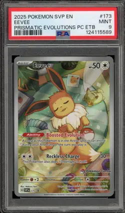 Pokemon Center Stamp Promo Eevee Prismatic Evolutions ETB SVP EN 173 PSA 9 Mint - Image 1