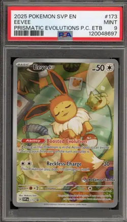 Pokemon Center Stamp Promo Eevee Prismatic Evolutions ETB SVP EN 173 PSA 9 Mint - Image 1