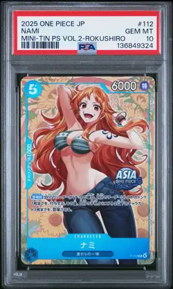 2025 ONE PIECE JPN MINI-TIN PACK SET VOL.2 KOUSHI ROKUSHIRO #112 NAMI PSA 10 - Image 1