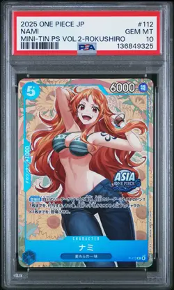 2025 ONE PIECE JPN MINI-TIN PACK SET VOL.2 KOUSHI ROKUSHIRO #112 NAMI PSA 10 - Image 1
