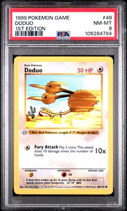 1999 POKEMON BASE SET 1ST EDITION #48 DODUO PSA 8 - Image 1