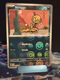 Scraggy (Poke Ball Pattern) 057/086 Sv: White Flare Holo Near Mint NM Pokemon - Image 1