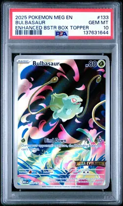 2025 POKEMON MEG EN-MEGA EVOLUTION ENHANCED BOOSTER BOX TOPPER BULBASAUR PSA 10 - Image 1