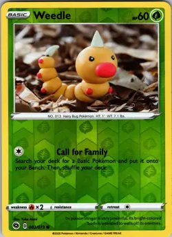 Weedle 02/73 Common Reverse Holo Champion's Path NM - Image 1