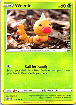 Weedle 002/073 Pokemon Champion's Path Regular Light Play - Image 1
