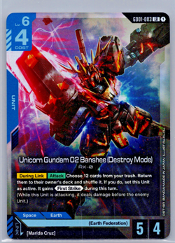 Unicorn Gundam 02 Banshee (Destroy Mode) Foil - GD01-003 NM - TCG Card Game - Image 1
