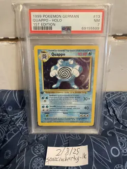 Pokemon TCG PSA 7 Poliwrath (Quappo) #13 1st edition Base GERMAN;FREE SHIPPING!! - Image 1
