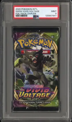 PSA 9 Mint Pokemon Sword & Shield Vivid Voltage Foil Booster Pack Zarude Art - Image 1