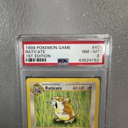 1999 Pokemon Raticate #40 1st Edition Base Set Shadowless 40/102 PSA 8 NM-MT - Image 2