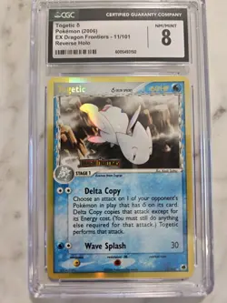 Pokemon 2006 TCG Togetic Dragon Frontiers Reverse Holo Stamped 11/101 CGC 8 NM - Image 1
