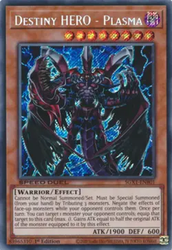 Yugioh! Destiny HERO - Plasma - SGX1-ENB01 - Secret Rare - 1st Edition Near Mint - Image 1