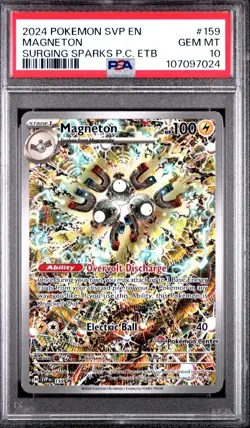 PSA 10 2024 Pokemon SVP en Magneton Surging Sparks #159 Pokemon Center PC ETB - Image 1