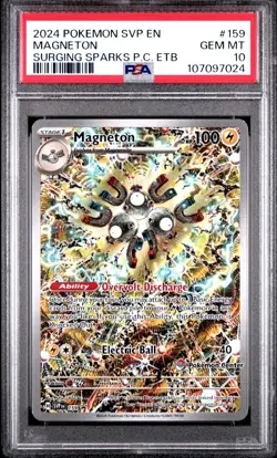 PSA 10 2024 Pokemon SVP en Magneton Surging Sparks #159 Pokemon Center PC ETB - Image 1
