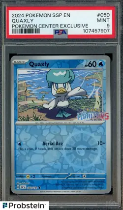 2024 Pokemon TCG SSP En Pokemon Center Exclusive #050 Quaxly PSA 9 MINT - Image 1