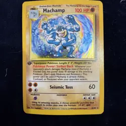 Pokemon Cards:Base Set Rare Holo:Machamp 1st Edition 8/102 TCG 1999 WOTC Vintage - Image 1