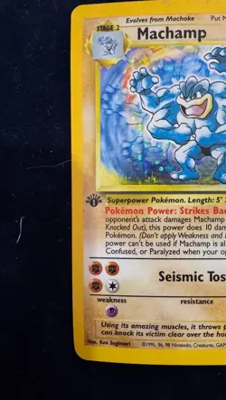 Pokemon Cards:Base Set Rare Holo:Machamp 1st Edition 8/102 TCG 1999 WOTC Vintage - Image 2