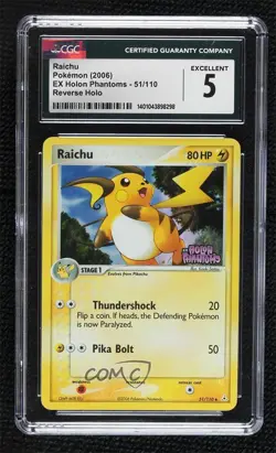 Raichu Reverse Foil Pokemon EX Holon Phantoms CGC 5 2006 - Image 1