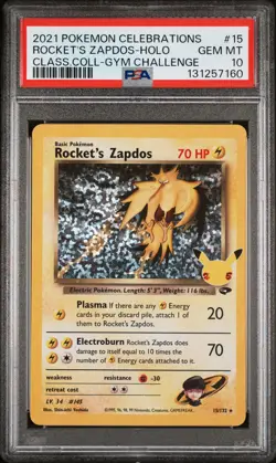 2021 POKEMON CELEBRATIONS CLASSIC COLLECTION #15 ROCKET'S ZAPDOS-HOLO PSA 10 - Image 1