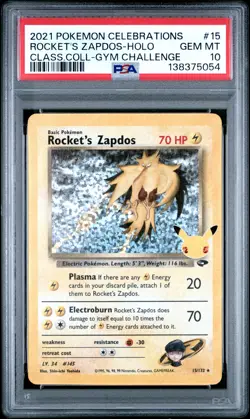 2021 POKEMON CELEBRATIONS CLASSIC COLLECTION #15 ROCKET'S ZAPDOS-HOLO PSA 10 - Image 1