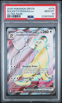 Team Rocket's Persian ex PSA 10 English Pokemon Card 219 Destined Rivals UR 2025 - Image 1