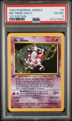 1999 POKEMON JUNGLE 1ST EDITION #6 MR. MIME-HOLO PSA 6 - Image 1