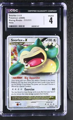 CGC 4 Snorlax LV.X 2009 Rising Rivals 111/111 Holo Pokemon Card - Image 1
