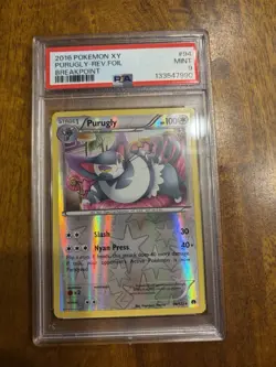 Low Pop PSA 9 Purugly Reverse Holo XY Breakpoint 94/122 Pokemon - Image 1