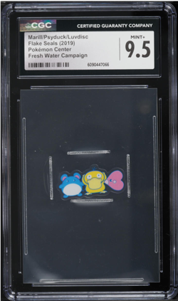 2019 Pokemon Center Flake Seals Water Campaign Marill Psyduck Luvdisc CGC 9.5 - Image 1