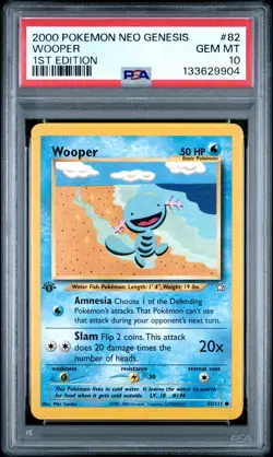 2000 POKEMON NEO GENESIS 1ST ED #82 WOOPER PSA 10 - Image 1
