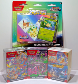 Pokemon Lot: 3 Booster Bundles (Mega, Surging, Fable) + 1 Prismatic Tech Sticker - Image 2