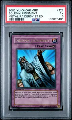 2002 Yu-Gi-Oh! Solemn Judgment Metal Raiders MRD 1st Edition Ultra Rare PSA 5 - Image 1
