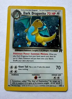 Dark Dragonite Holo Rare - Vintage Pokemon Card - #5/82 Team Rocket - LP - Image 1